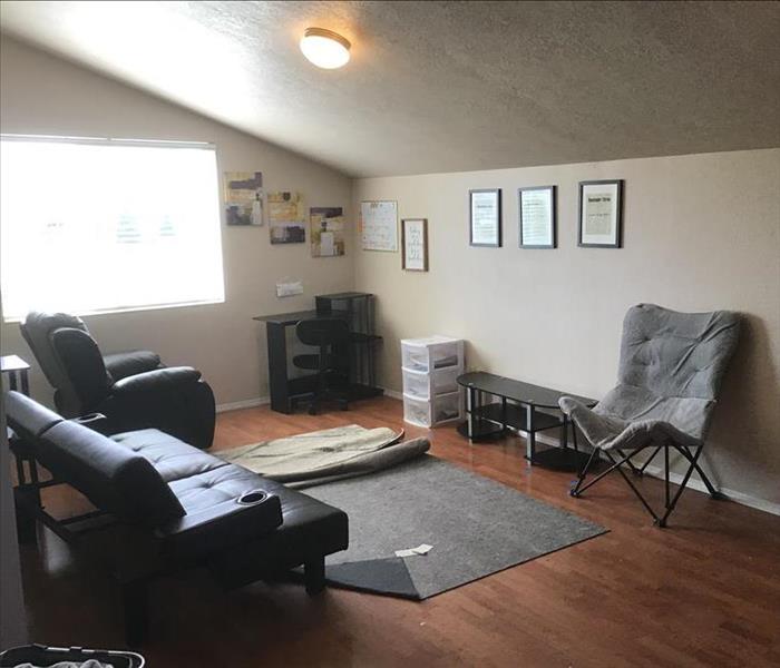 a loft room that received water damage